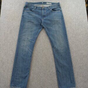 R44 Jeans Mens 38 Blue Rogan Standard Alpha Slim Straight Mid Rise Zip Fly Denim